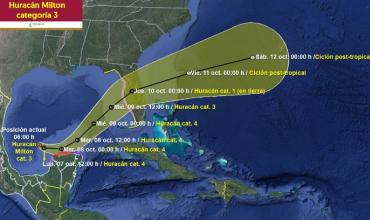 El ojo del huracán 'Milton' no tocará México y avanza hacia Florida con categoría cuatro