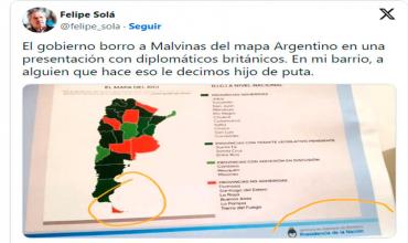 "H de P", el insulto de Felipe Solá al Gobierno por presentar un mapa sin las Malvinas ante diplomáticos británicos