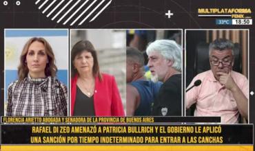 Rafael Di Zeo amenazó a Patricia Bullrich y el Gobierno le aplicó una sanción por tiempo indeterminado para entrar a las canchas. ¿Que se debe hacer para sacar a los barras de las canchas?