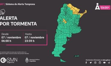 Alerta hoy por tormentas en el sur provincial