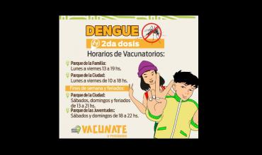 Informan horarios y puntos de vacunación contra el dengue