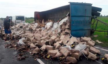 Volcó un camión que transportaba vino en tetra packs desde Mendoza a Chaco y un grupo de vecinos se llevó toda la carga