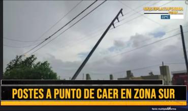 Zona sur: postes a punto de caer por la fuerte tormenta