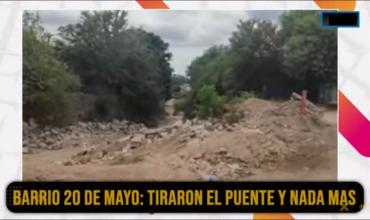 A casi 2 meses de la caída del puente del barrio 20 de Mayo, el gobierno no inició la obra