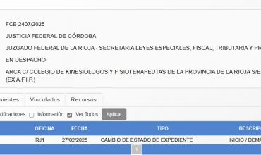 Conflicto Judicial entre ARCA y el Colegio de Kinesiólogos de La Rioja en curso»