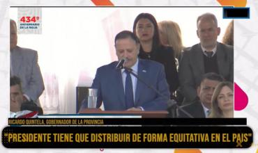 Quintela reclamó equidad en la distribución de recursos y defendió el federalismo en el acto por el 434° aniversario de la ciudad de La Rioja