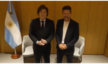 Javier Milei se encontró con Diego Simeone en medio de su visita a Madrid: "Qué placer verte"