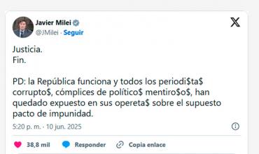 “Justicia. Fin”: la reacción de Milei ante el fallo de la Corte Suprema que dejó firme la condena contra Cristina Kirchner