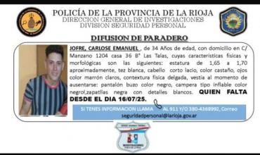 Buscan a un hombre de 34 años desaparecido en La Rioja
