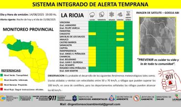 El Comité de Emergencia difundió un alerta amarilla por vientos y lluvias para los próximos días