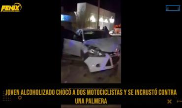 Conductor alcoholizado provocó múltiple choque y terminó incrustado contra una palmera