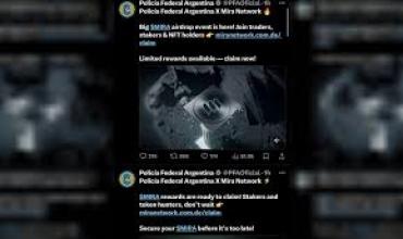 La cuenta de X de la Policía Federal Argentina fue hackeada para promocionar una criptomoneda