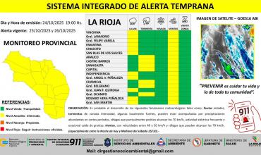  Emitieron alerta amarilla por lluvias, tormentas y fuertes vientos