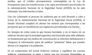 El Gobierno desmiente la eliminación de las transferencias a las cajas de jubilaciones de las Provincias