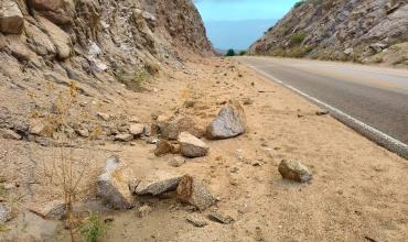 Relevamiento en la Ruta 75 tras lluvia y granizo: reportan un leve derrumbe en Agua Blanca
