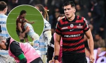 Terrible cabezazo de un rival a un jugador argentino en el rugby francés
