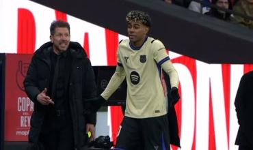 El gesto del Cholo Simeone a Lamine Yamal durante la goleada del Atlético de Madrid al Barcelona que generó controversia