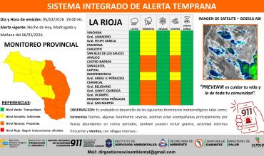 Emiten alerta amarilla por tormentas y vientos
