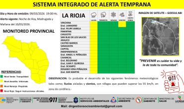 Emiten alerta preventiva por lluvias para todo el territorio provincial