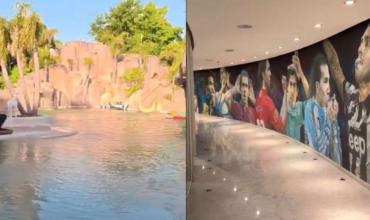 La recorrida por la lujosa mansión de Carlos Tevez: pileta con cascada, un museo con los tesoros de su carrera y la mini Bombonera