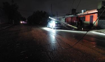 Cayó un poste de luz sobre un Uber mientras trasladaba a dos pasajeros