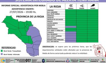 Emiten alerta preventiva por vientos fuertes, humo y niebla en La Rioja