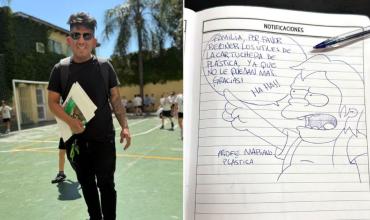 Es profesor de plástica y usa su arte para dejarles notas a los padres de sus alumnos: “De la forma tradicional no me escuchaban”