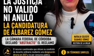 LA JUSTICIA NO VALIDÓ NI ANULÓ LA CANDIDATURA DE ÁLBAREZ GÓMEZ: DECLARÓ “ABSTRACTO” EL RECLAMO