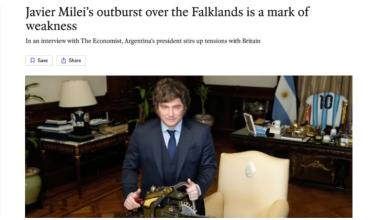 En una entrevista con The Economist, Milei mencionó a Hong Kong como modelo para recuperar las Malvinas