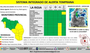 Rige alerta amarilla por vientos y zonda en gran parte de La Rioja