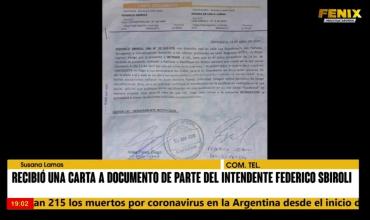 Una mujer recibió una carta documento por parte del intendente de Sanagasta Federico Sbiroli
