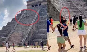 México: Un turista se subió a la pirámide de Chichén Itza y lo bajaron de un palazo en la cabeza