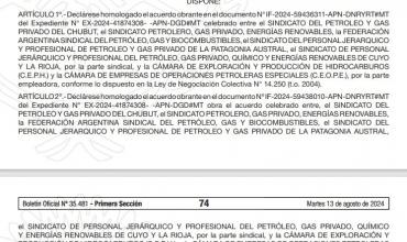 La Rioja: Homologan importante acuerdo sindical en el sector del petróleo y gas