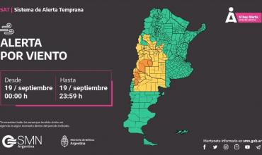 Alerta por vientos fuertes en ocho provincias