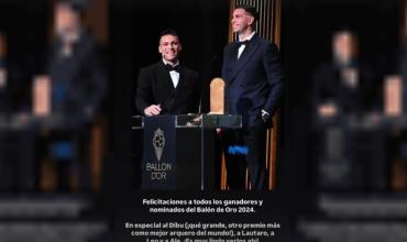 Messi felicitó a Lautaro y a “Dibu” Martínez tras la entrega del Balón de Oro: "Muy lindo verlos ahí"