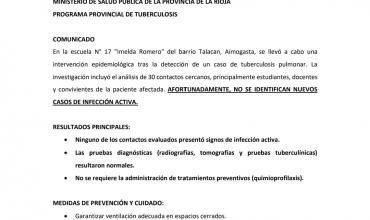 Caso de tuberculosis en Aimogasta: "No se detectaron nuevos casos"